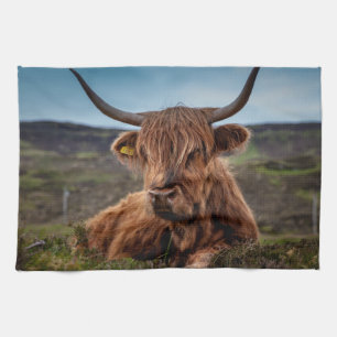 Scottish Highland Cow Longhorn Bull Rancher Tea Towel