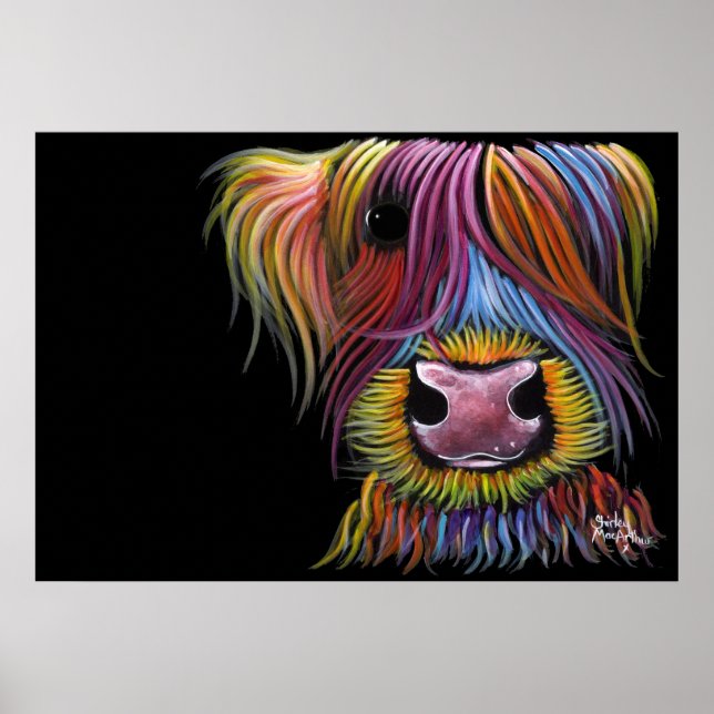 Scottish Highland Cow ' MacKENZIE ' by Shirley Mac Poster (Front)