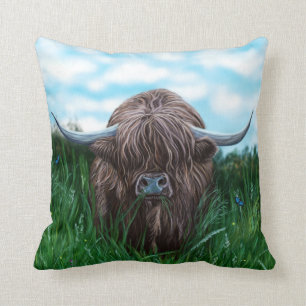 Scottish Highland Cow Painting Cushion