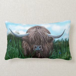 Scottish Highland Cow Painting Lumbar Cushion