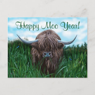 Scottish Highland Cow Painting Postcard