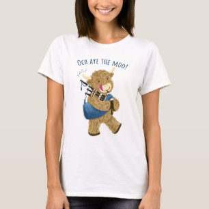 Scottish Highland Cow Piper Says Och Aye The Moo! T-Shirt