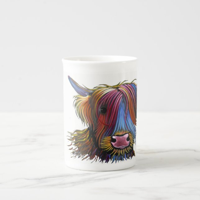 Scottish Highland Cow ' PODGER ' by Shirley M Bone China Mug (Front)