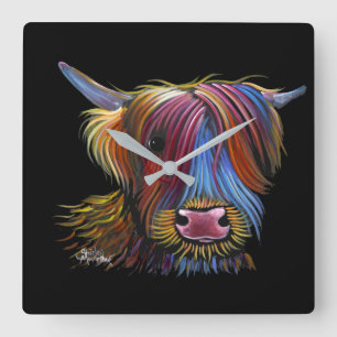 Scottish Highland Cow ' PODGER ' by Shirley M Square Wall Clock