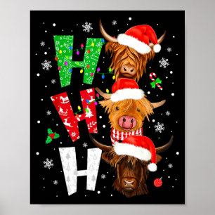 Scottish Highland Cow Print Ho Ho Ho Christmas Paj
