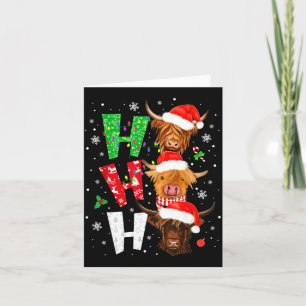 Scottish Highland Cow Print Ho Ho Ho Christmas Paj Card