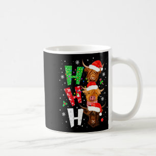 Scottish Highland Cow Print Ho Ho Ho Christmas Paj Coffee Mug