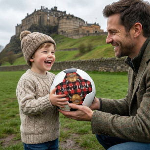 Scottish Highland Cow Red Tartan, Trophy Gift Soccer Ball