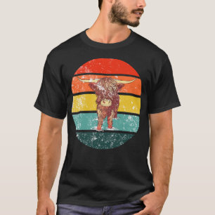 Scottish Highland Cow Retro T-Shirt