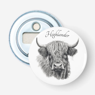 Scottish Highland Cow Sketch customisable Bottle Opener