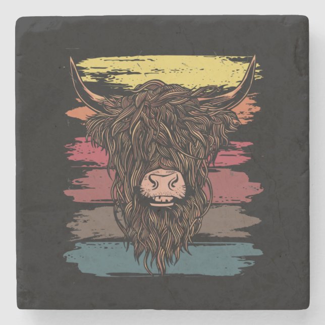 Scottish Highland Cow Stone Coaster (Front)