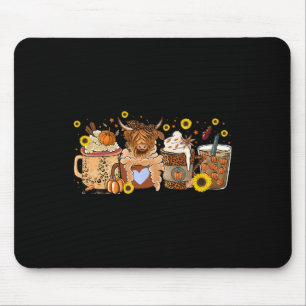 Scottish Highland Cow Sunflower Fall Vibes Coffee  Mouse Pad