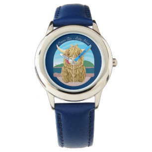Scottish Highland Cow With Ocean Salty Hair Watch