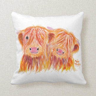 Scottish Highland Cows 'Buddies' on Throw Cushion
