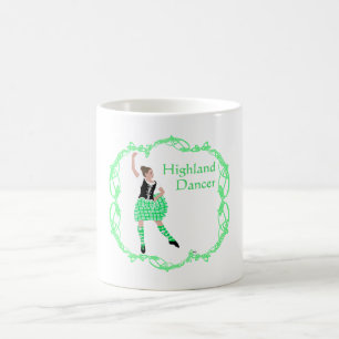 Scottish Highland Dancer Celtic Knotwork Green Coffee Mug