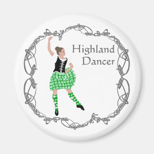 Scottish Highland Dancer Celtic Knotwork Green Magnet