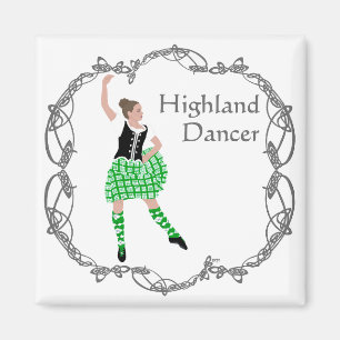 Scottish Highland Dancer Celtic Knotwork Green Magnet