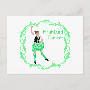 Scottish Highland Dancer Celtic Knotwork Green Postcard
