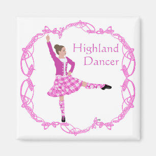 Scottish Highland Dancer Celtic Knotwork Pink Magnet