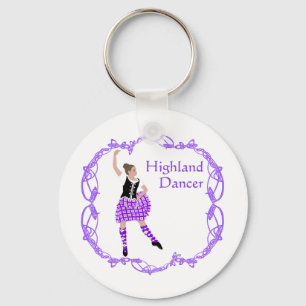 Scottish Highland Dancer Celtic Knotwork Purple Key Ring