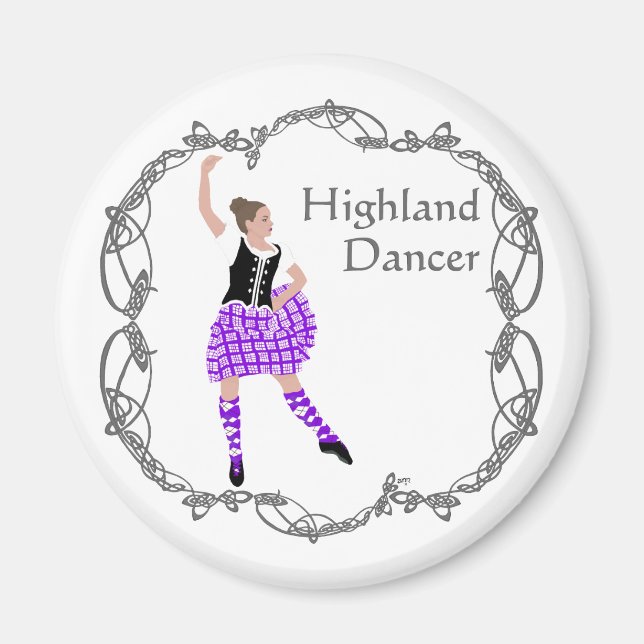 Scottish Highland Dancer Celtic Knotwork Purple Magnet (Front)