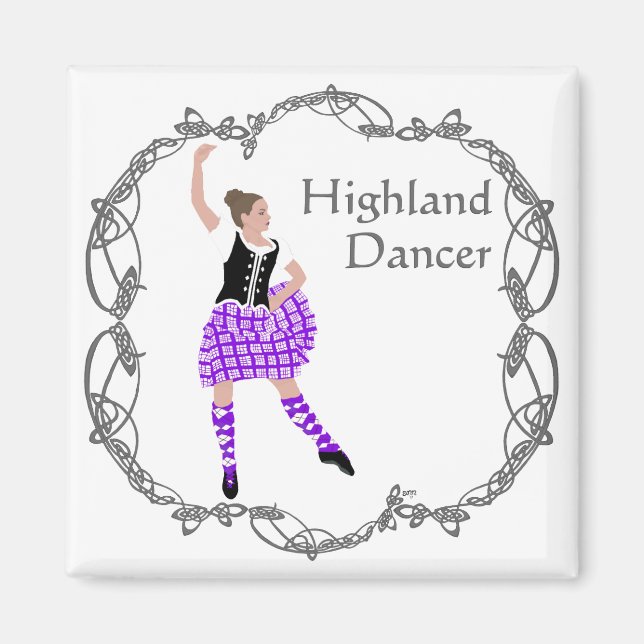 Scottish Highland Dancer Celtic Knotwork Purple Magnet (Front)