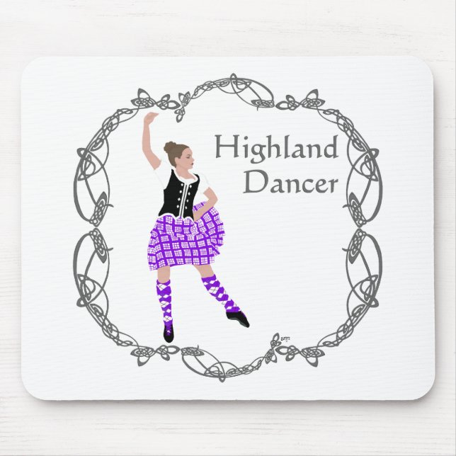 Scottish Highland Dancer Celtic Knotwork Purple Mouse Pad (Front)