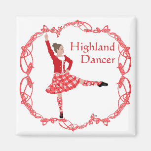 Scottish Highland Dancer Celtic Knotwork Red Magnet