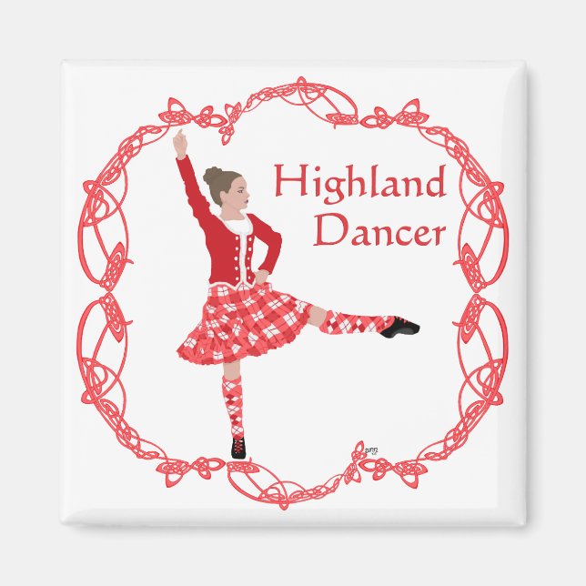 Scottish Highland Dancer Celtic Knotwork Red Magnet (Front)