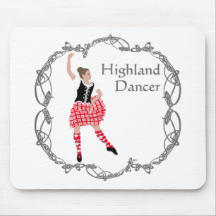 Scottish Highland Dancer Celtic Knotwork Red Mouse Pad