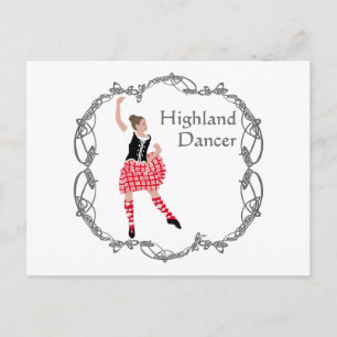 Scottish Highland Dancer Celtic Knotwork Red Postcard