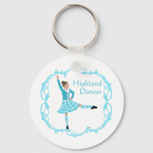 Scottish Highland Dancer Celtic Knotwork Turquoise Key Ring