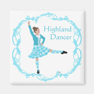 Scottish Highland Dancer Celtic Knotwork Turquoise Magnet