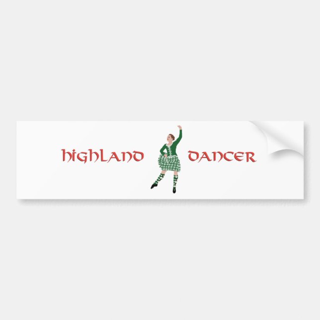 Scottish Highland Dancer Green Bumper Sticker (Front)
