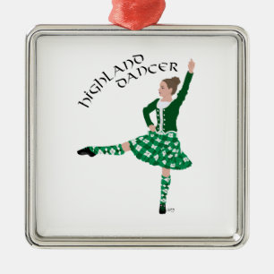 Scottish Highland Dancer - Green Metal Tree Decoration