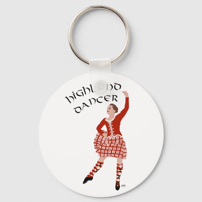 Scottish Highland Dancer in Red Key Ring (Front)