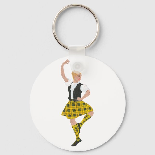 Scottish Highland Dancer MacLeod Tartan Key Ring (Front)