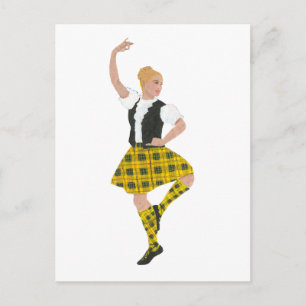 Scottish Highland Dancer MacLeod Tartan Postcard