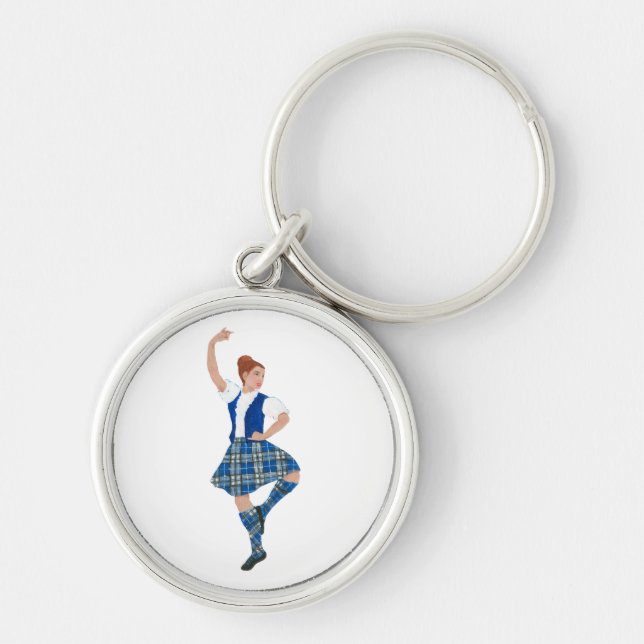 Scottish Highland Dancer - Nevil Plaid Key Ring (Front)