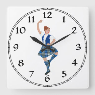 Scottish Highland Dancer - Nevil Plaid Square Wall Clock