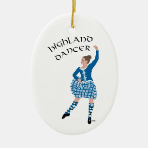 Scottish Highland Dancer - Teal Ceramic Tree Decoration