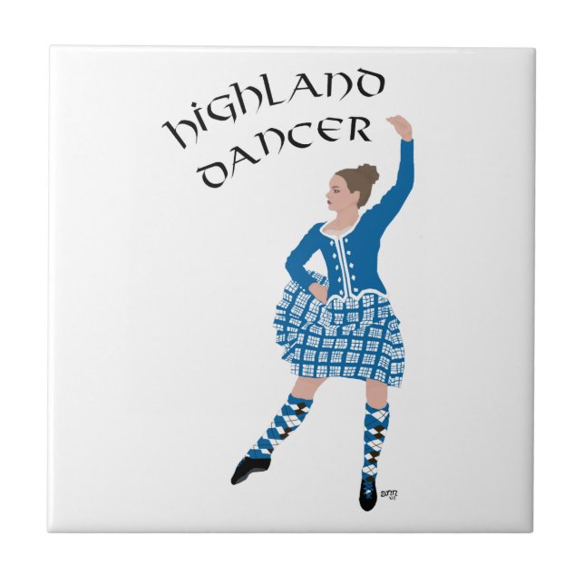 Scottish Highland Dancer - Teal Tile (Front)