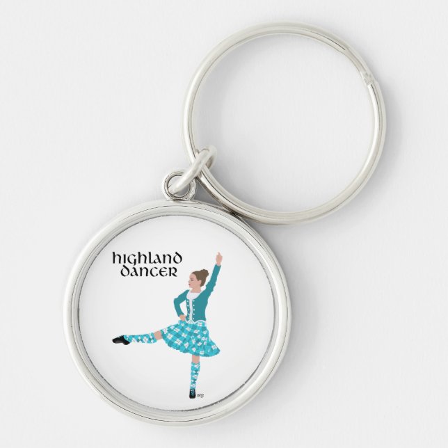 Scottish Highland Dancer - Turquoise Key Ring (Front)
