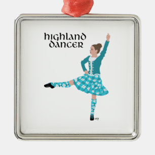 Scottish Highland Dancer - Turquoise Metal Tree Decoration