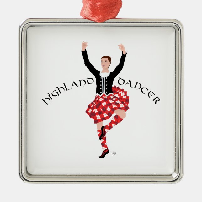 Scottish Highland Fling - Red Plaid Metal Ornament (Front)