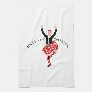 Scottish Highland Fling - Red Plaid Tea Towel