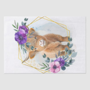 Scottish Highland Floral Cow Tissue Paper