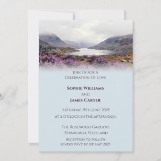 Scottish Highland Landscape Watercolour Wedding In Invitation
