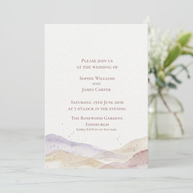 Scottish Highland Mountains Landscape Wedding Invitation (Standing Front)