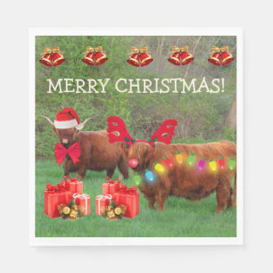Scottish Highland Steer Funny Christmas Napkins